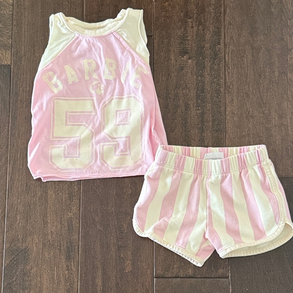 Grayson Mini  Barbie Pink & Cream Striped Tank Top and Shorts Set